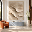 Cream Canyon Shelves Textured Painting shown above a console.
