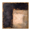 Cream Corner Block on Black Canvas Painting. Gold-colored marks along the border.