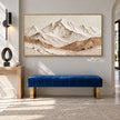 Cream Mountain Panorama with Ochre Ridges shown above a blue bench.