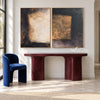 Dark Rectangle Diptych with Gold Tone Accent shown above a console.