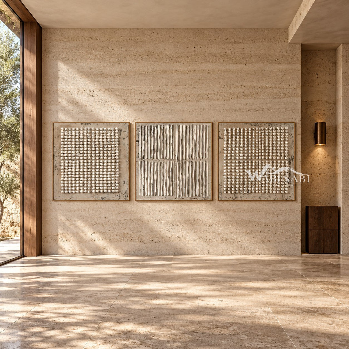 Dots and Fine Lines 3-Piece Set shown in an open interior.