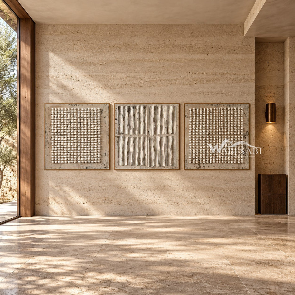 Dots and Fine Lines 3-Piece Set shown in an open interior.