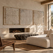 Dots and Fine Lines 3-Piece Set shown near a fireplace.