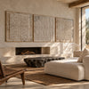 Dots and Fine Lines 3-Piece Set shown near a fireplace.