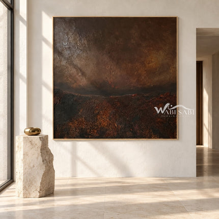 Ember Ground Abstract Painting shown in an open interior.