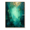 Concentrated pale center in emerald green, mint green, gold. Emerald and teal surround.