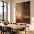Faded Brass Abstract Wall Art shown in a dining area.