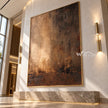Faded Brass Abstract Wall Art shown above a console.