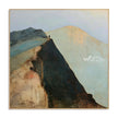 Figure above a Steep Dark Mountain Face. Steep dark face descending to the right.