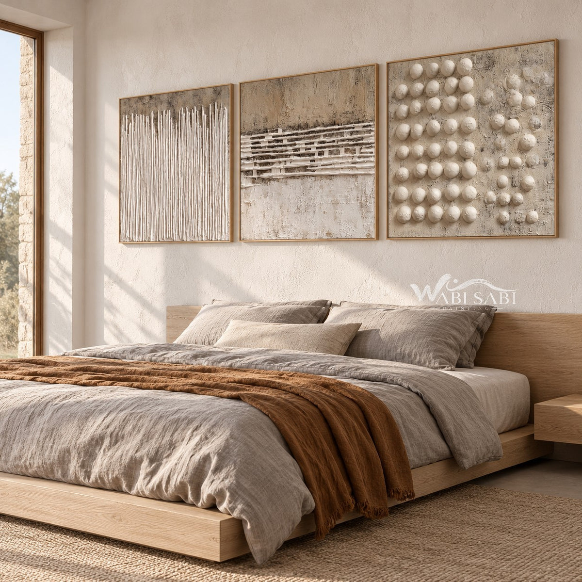 Fine Lines to Open Dots 3-Piece Set shown in a bedroom.