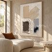Four Gestures Neutral Abstract shown above a sofa.
