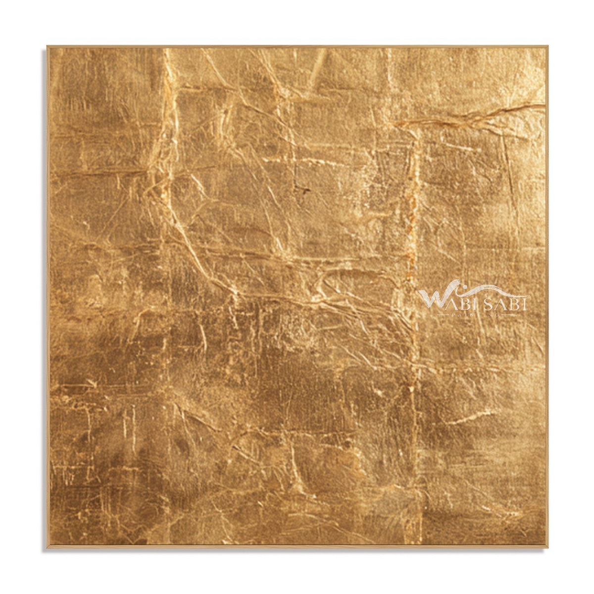 Gold Tone Creased Surface Abstract Painting. Fine creases and mottled patches.