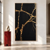 Gold Veins on Black Abstract Art shown in an open interior.