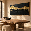 Golden Ridgeline on Black Canvas shown in a dining area.