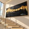 Golden Ridgeline on Black Canvas shown beside a staircase.