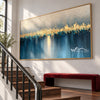 Golden Skyline over Blue Water shown beside a staircase.
