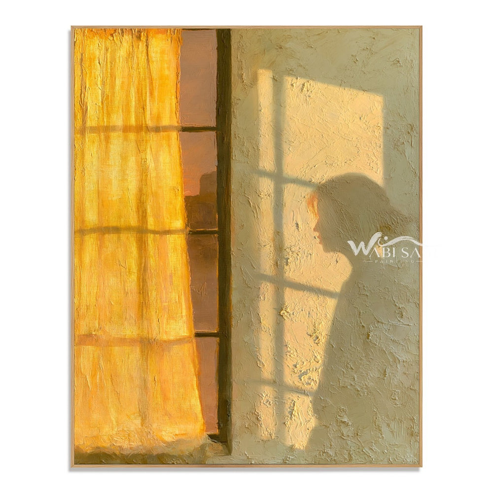Golden Window Light and Bowed Figure Wall Art — WS-0119 — artwork view