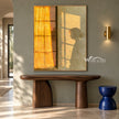 Golden Window Light and Bowed Figure Wall Art shown above a wood console.