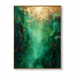 Broad gold-colored upper area in green, teal, gold. Light green vertical passage.