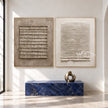 Grid and Ridges Neutral 2-Piece Set shown above a bench.