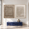 Grid and Ridges Neutral 2-Piece Set shown above a bench.