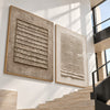 Grid and Ridges Neutral 2-Piece Set shown beside a staircase.