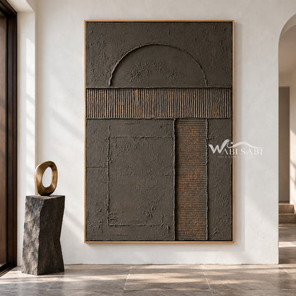 Half Circle in Charcoal Painting shown in an open interior.
