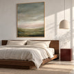 Hazy Sage Hills Landscape Painting shown in a bedroom.