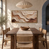Ivory and Brown Rolling Layer Wall Art shown behind a dining table.