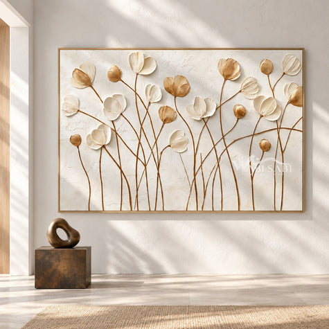 Ivory and Gold Wildflower Stems shown in an open interior.