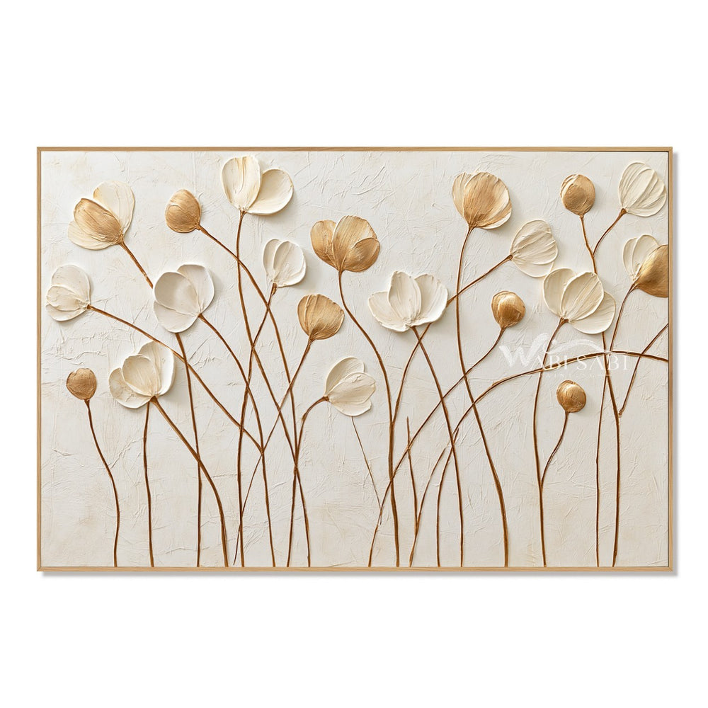 Ivory and Gold Wildflower Stems — WS-0266 — artwork view