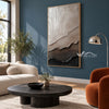 Ivory and Taupe Layered Ridge Painting shown in a seating area.