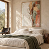 Ivory and Terracotta Broken Block Painting shown in a bedroom.