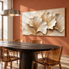 Ivory Fan Leaves Textured Wall Art shown in a dining area.