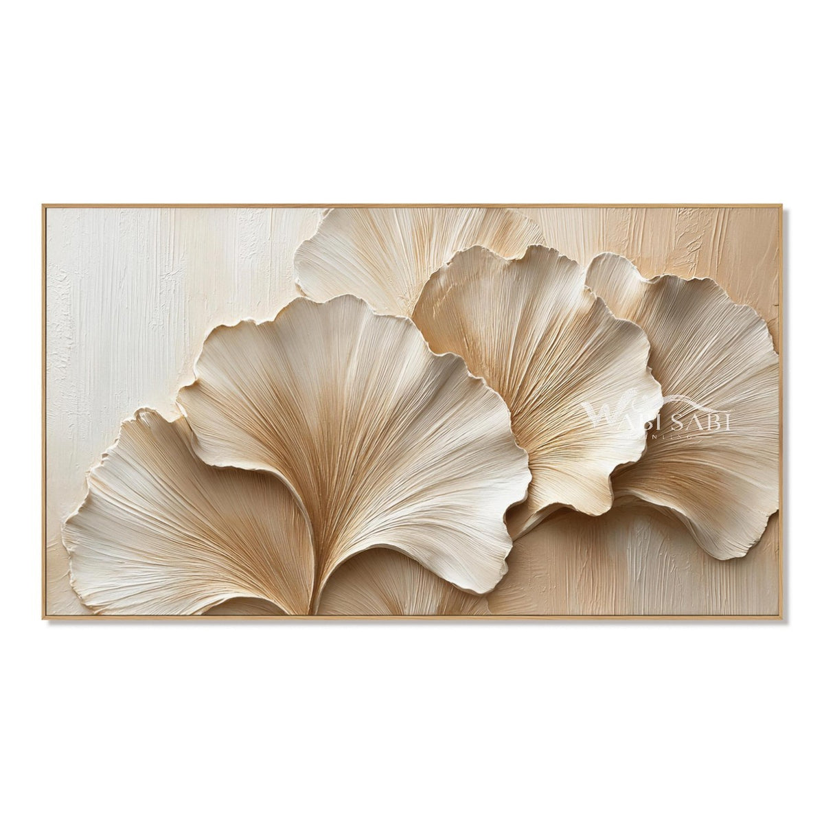 Ivory Fan Leaves Textured Wall Art on a white background.