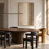 Ivory Half Circle and Bar Texture Painting shown in a dining area.