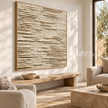 Ivory Layered Terrain Painting shown in a seating area.