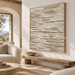 Ivory Layered Terrain Painting shown in a seating area.