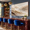 Ivory Mountain Peaks Textured Panorama shown in a bar area.