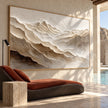 Ivory Mountain Peaks Textured Panorama shown in a poolside interior.