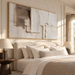Ivory Overlap Textured Abstract shown in a bedroom.