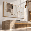 Ivory Overlap Textured Abstract shown above a console.