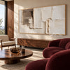 Ivory Overlap Textured Abstract shown in a seating area.