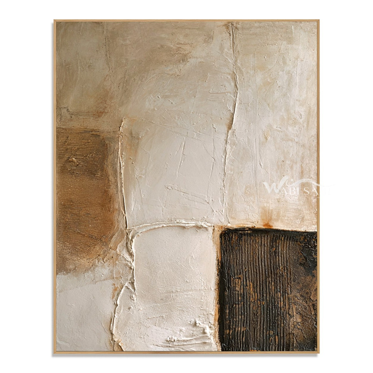 Ivory Rounded Blocks and Dark Ridges Painting. Dark ridged detail at the lower right.