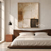 Ivory Rounded Blocks and Dark Ridges Painting shown in a bedroom.
