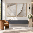 Ivory Sweeping Arc Diptych Wall Art shown above a console.