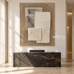 Ivory Texture Stack on Taupe shown above a console.