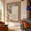 Ivory Texture Stack on Taupe shown in a bar area.