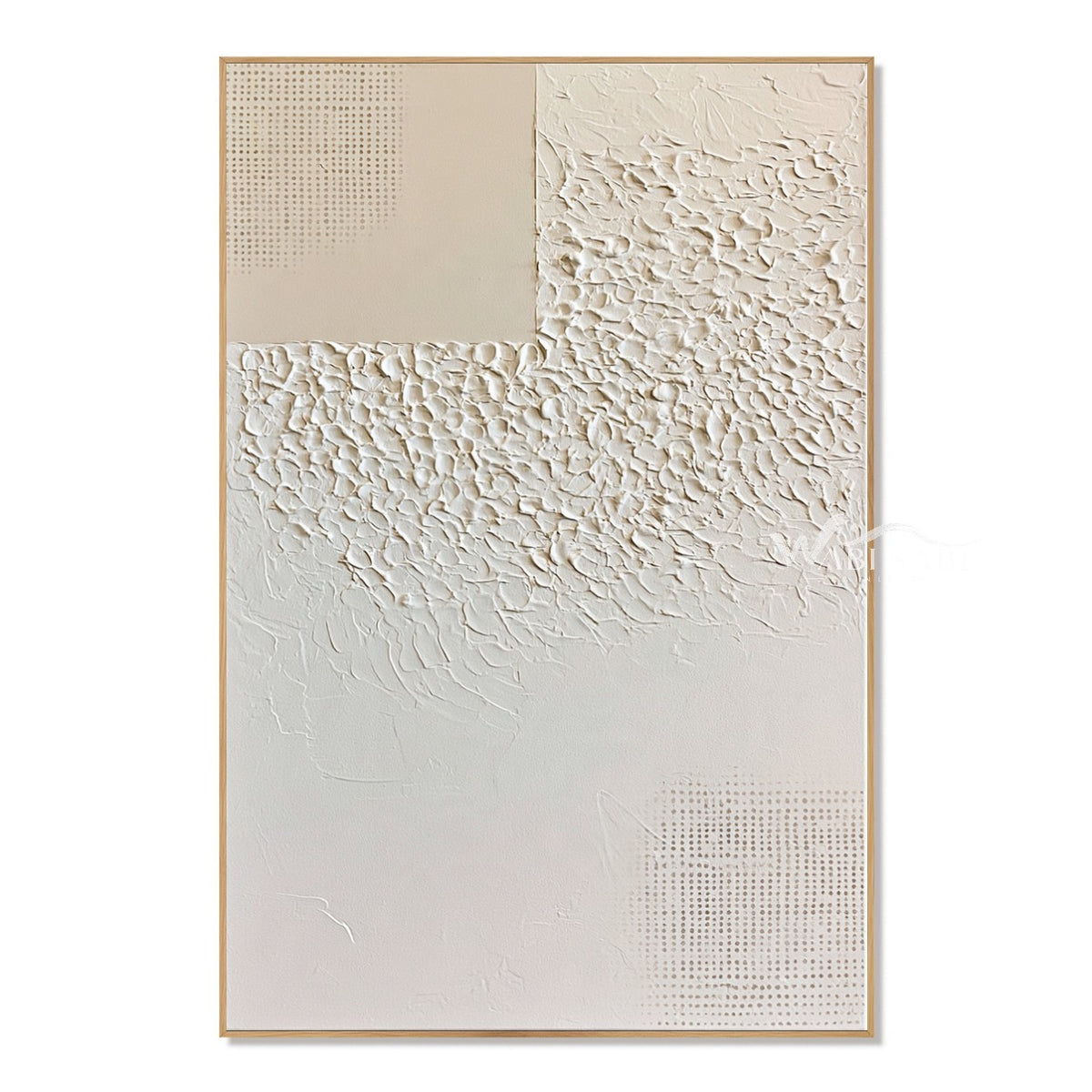 Ivory Texture Sweep and Dotted Grid Wall Art. Dotted square at the upper left.