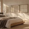 Lines Dots and Pebble Forms 3-Piece Set shown in a bedroom.